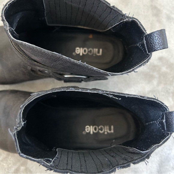 Nicole Women’s Harness Ankle Boots Sz 6 Black Faux Leather Fall Moto Grudge - Picture 4 of 7